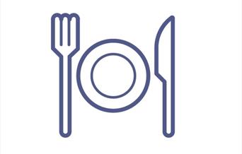 An image of an icon of a plate, fork & knife