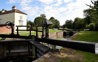 The lock gates at Pocklington canal in East Yorkshire.