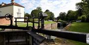 The lock gates at Pocklington canal in East Yorkshire.