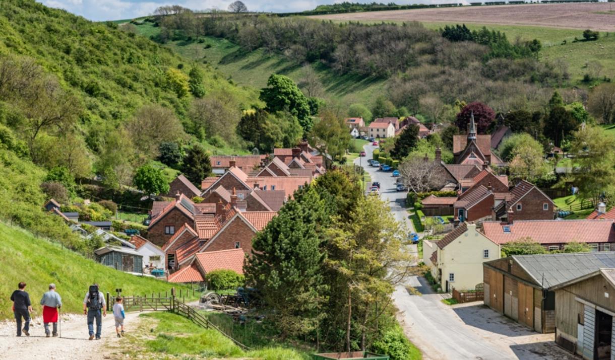 Thixendale village, showing it nestled in the valley in East Yorkshire.