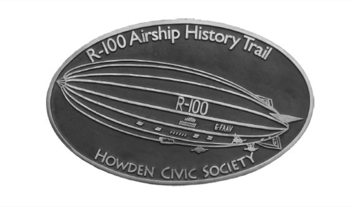 A plaque of the R100 Airship, which can be found on the History Trail, Howden, East Yorkshire