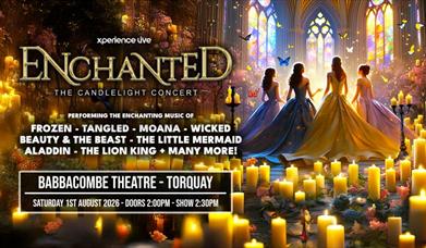 Enchanted - The Candlelight Concert Babbacombe Theatre picture of lit candles with pretty dresses and butterflies