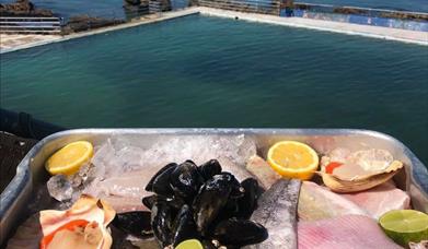 Seafood at Shoals Restaurant on the Lido, Berry Head Road, Brixham, Devon