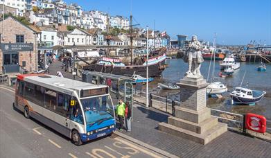 Stagecoach bus on Brixham harbourside