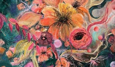 Floral painting, 'Blooming' Art Exhibition, Cockington Court, Torquay