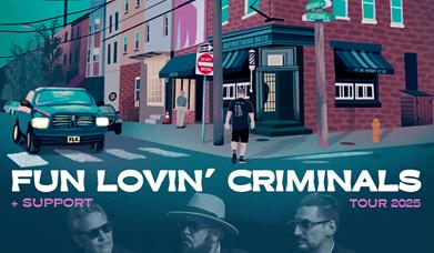 Fun Lovin' Criminals Arena Torquay picture of the artists in a street scene