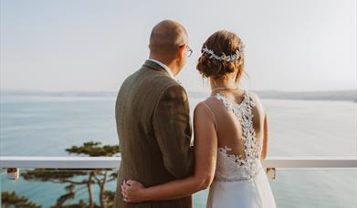Just married couple viewing the bay from Wedding Open Days - The Imperial Hotel