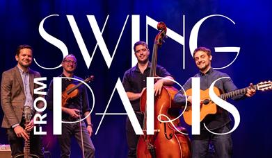 Swing From Paris , Palace theatre, Paignton 4 musicians on stage, each with an instrument
