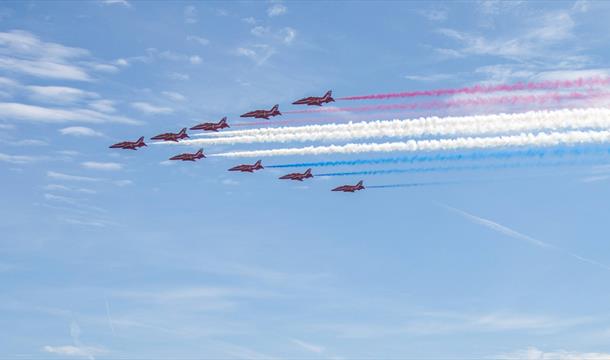 Red Arrows display at the English Riviera Airshow, Paignton, Devon