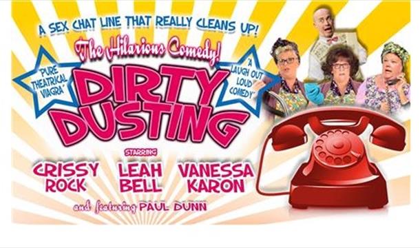poster with logo and actors in overalls with a red telephone