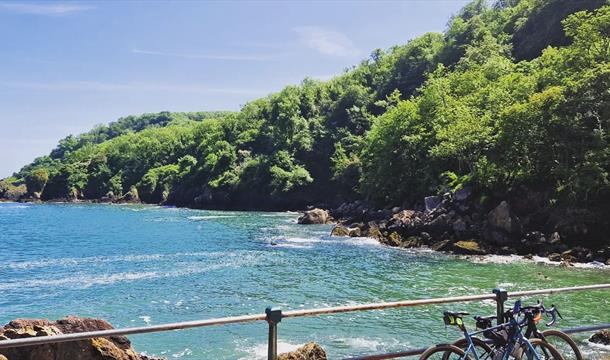 Bikes parked at Ansteys Cove, Torquay, Devon