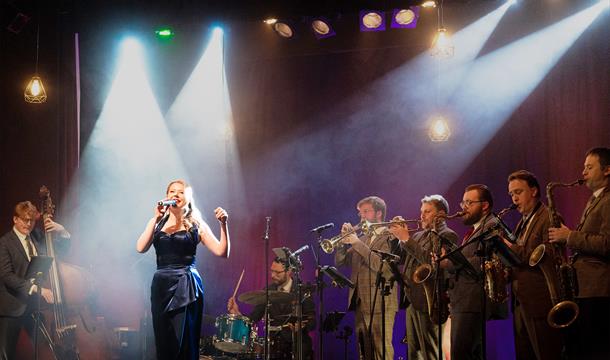 Swing That Music with the Down for the Count All-Stars singer and backing band