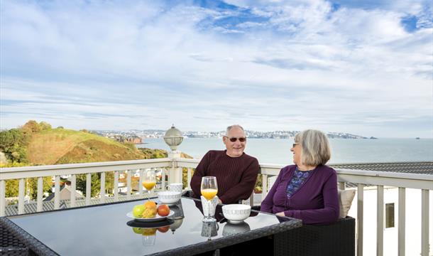 Lets enjoy the view from the decking at Waterside Holiday Park, Paignton, Devon