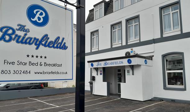 Front of building and free parking
