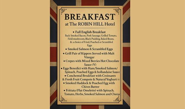 Breakfast Menu, Robin Hill Hotel, Braddons Hill Road, Torquay