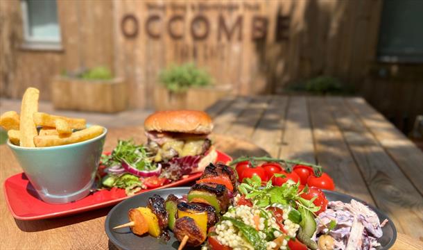 Freshly prepared food at Occombe Farm Cafe, alfresco dining, Torbay Coast and Countryside Trust