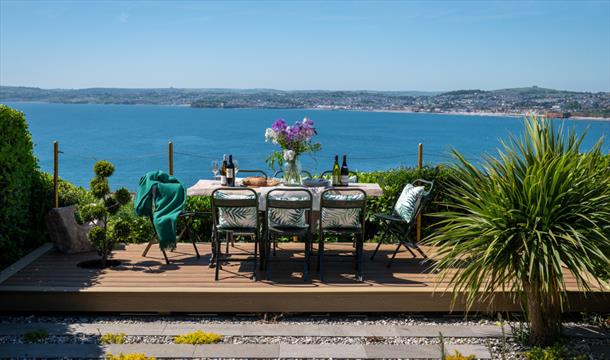 Al fresco dining at Vane Tower overlooking Tor Bay
