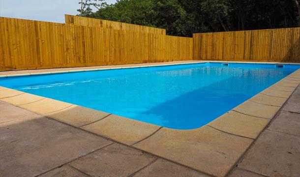 Shared outdoor swimming pool, Plover 2, The Cove, Brixham, Devon