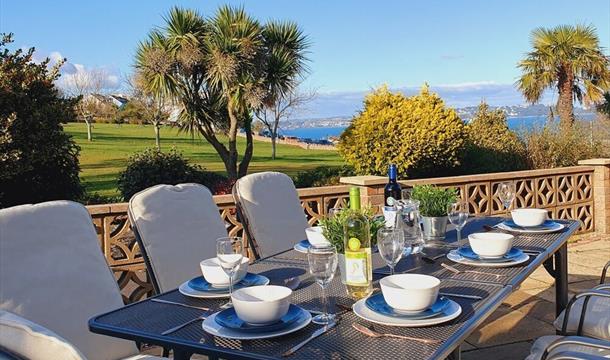 Stunning views from the patio of Sail Away, Brixham, Devon