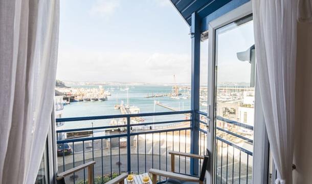 Balcony with view, 62 Moorings Reach, Brixham, Devon