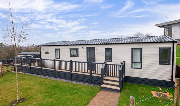 Caravan with decking at Hoburne Devon Bay, Paignton, Devon