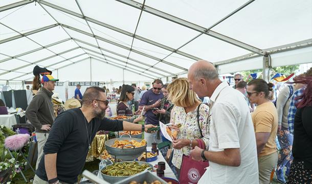 Artisan food stalls at the English Riviera Airshow, Paignton, Devon