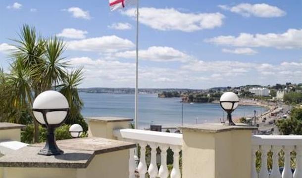 Terrace with sea view, Appleby's, Heritage Hotel, Shedden Hill, Torquay, Devon
