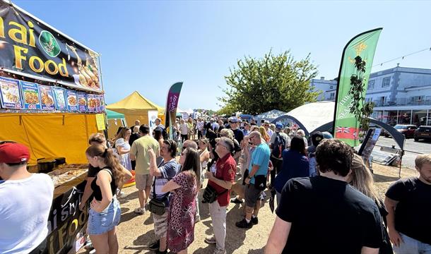 Food being served at Babbacombe Fayre, Torquay