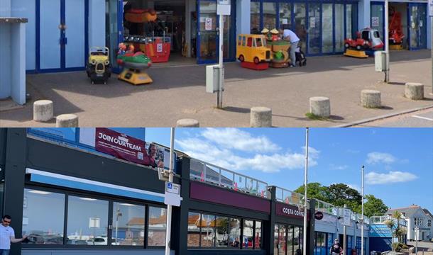 A before and after shot of Costa Coffee Quaywest