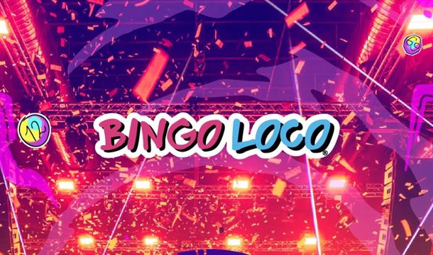 brightly coloured background with the logo