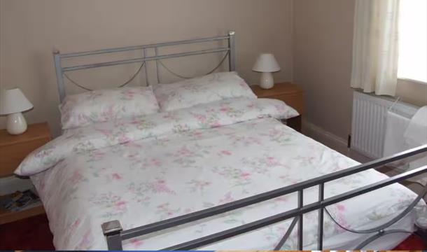 photos of the patio, bedrooms and dining room