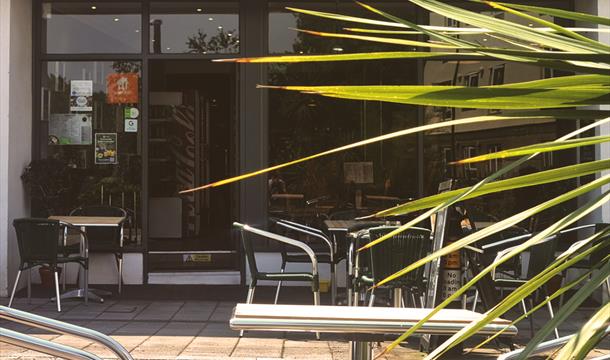 Central Caffe Outside Seating Area and Sign Torquay in Devon