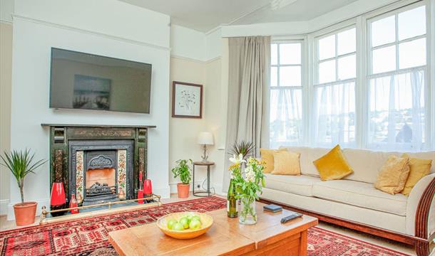 Lounge with fireplace, The Coach House, Vane Hill Road, Torquay