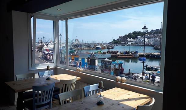 Brixham harbour view from, Crusoes, The Quay, Brixham, Devon