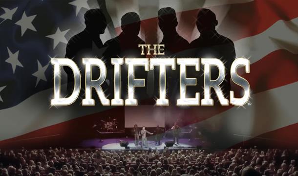 The Drifters logo on an American flag background