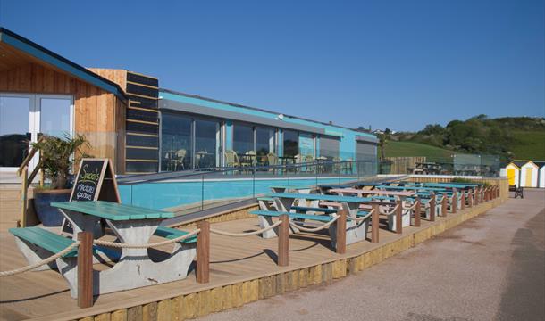 Outside dining area at Venus Cafe Broadsands Beach Paignton