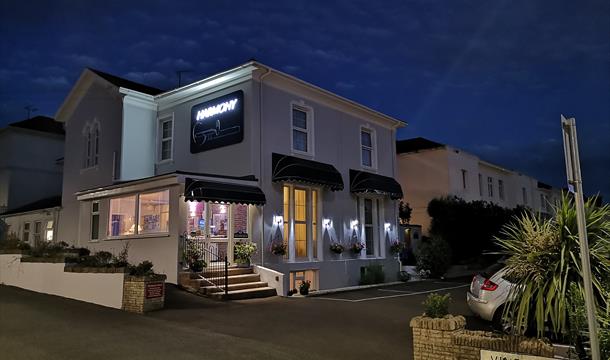 Harmony B&B Exterior at Night, Torquay, Devon