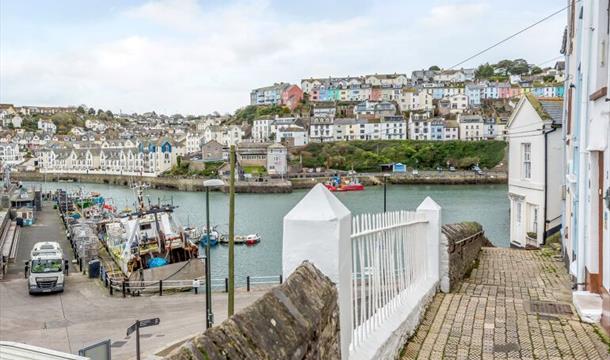 View from outside the front door, Guillemot Cottage, 38 Overgang, Brixham, Devon