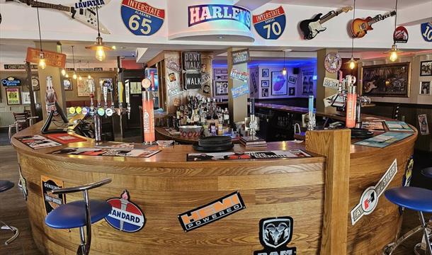 Bar area, Harleys American Bar and Grill, Paignton, Devon