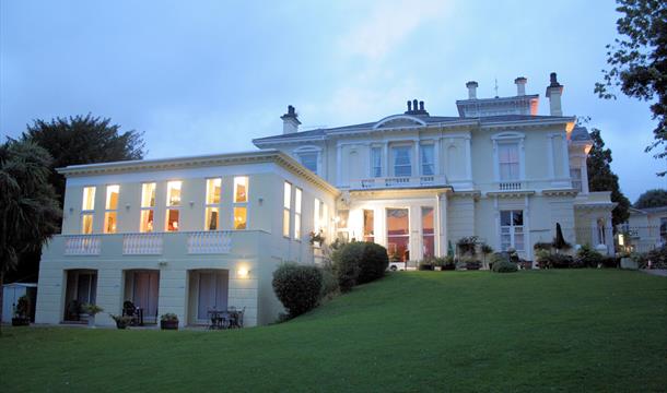 Howden Court Hotel at dusk, Torquay, Devon