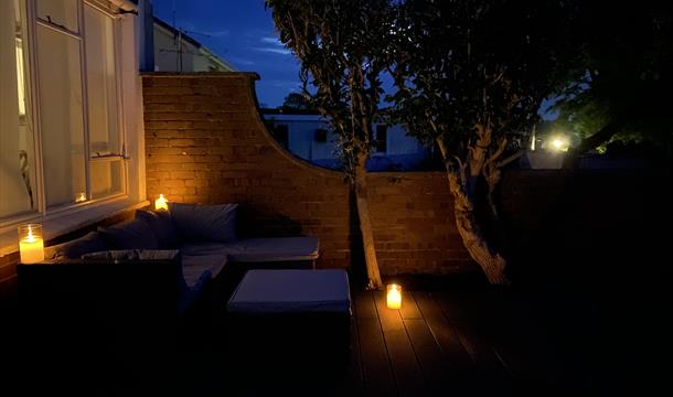 Back garden at night after a sunny day