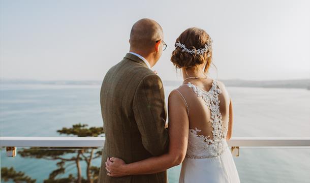 Just married couple viewing the bay from Wedding Open Days - The Imperial Hotel