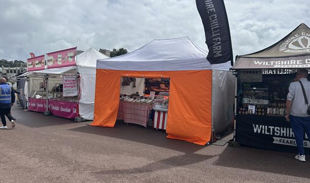 Stalls at the International Market, Princess Gardens, Torquay