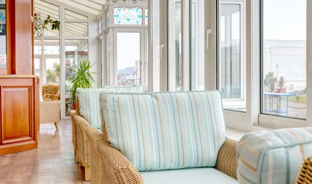 Sit in the conservatory at the Marine Hotel, Paignton, Devon