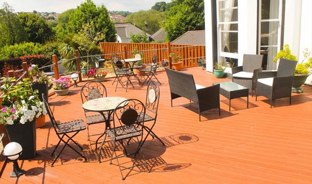 Guest patio area at Tor Dean, Torquay, Devon