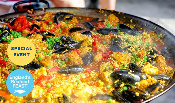Paella dish served at Offshore Bar and Restaurant