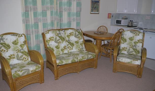 Lounge area at Broadshade Holiday Flats, Paignton, Devon