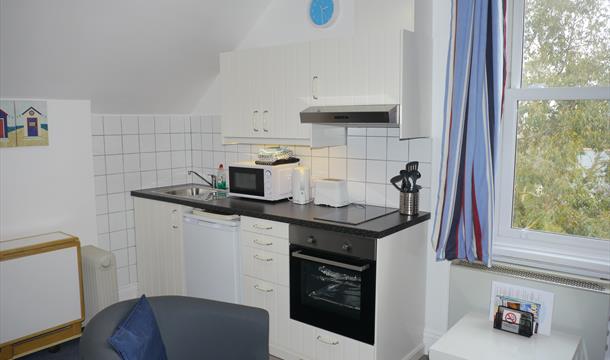 Kitchen area at Broadshade Holiday Flats, Paignton, Devon