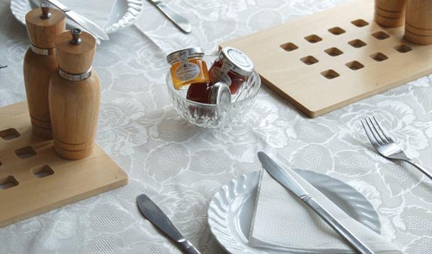 Breakfast table, Ratcliffe Guest House, 4 Garfield Road, Paignton, Devon