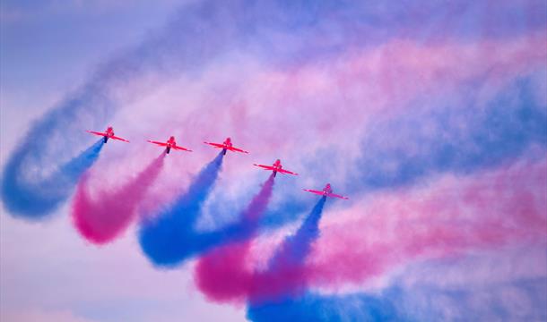 Red Arrows display at the English Riviera Airshow, Paignton, Devon